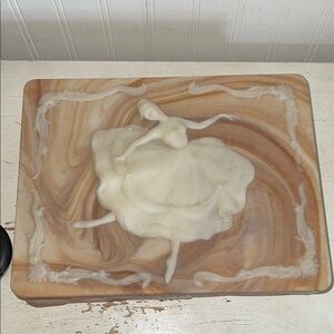 Large Vintage Incolay jewelry box ballerina